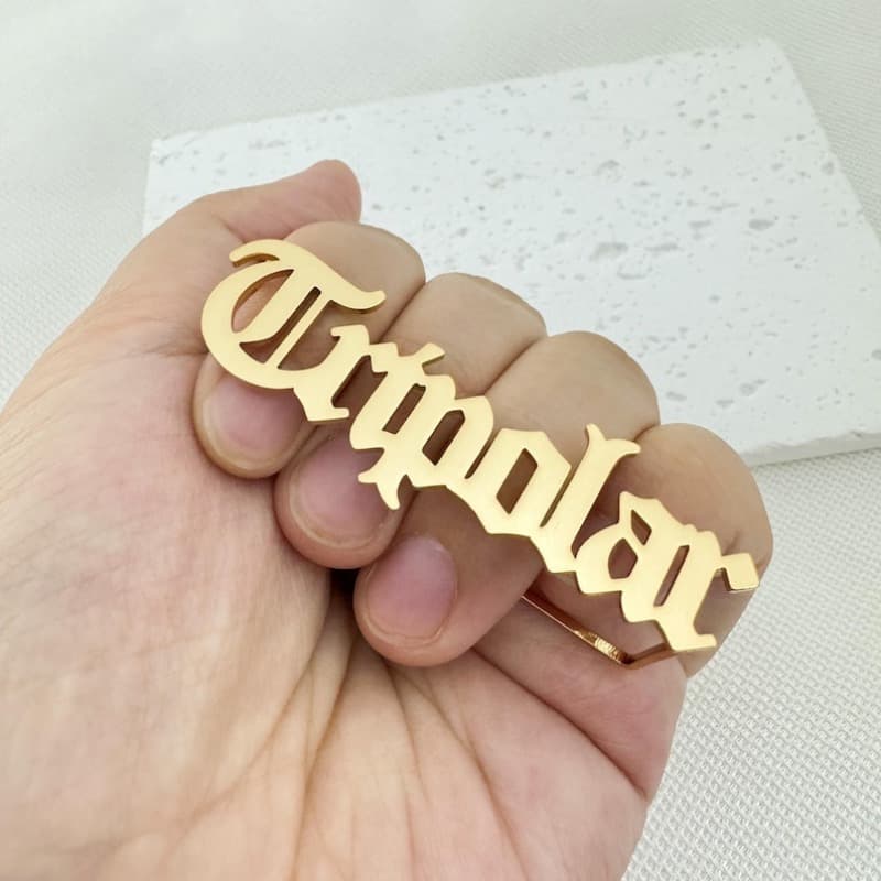 TEMU Custom Knuckle Name Ring Stainless Steel Name Ring Lettering Ring, Women Punk Name Ring Best Friend Gifts, Jewelry Gifts For Mom