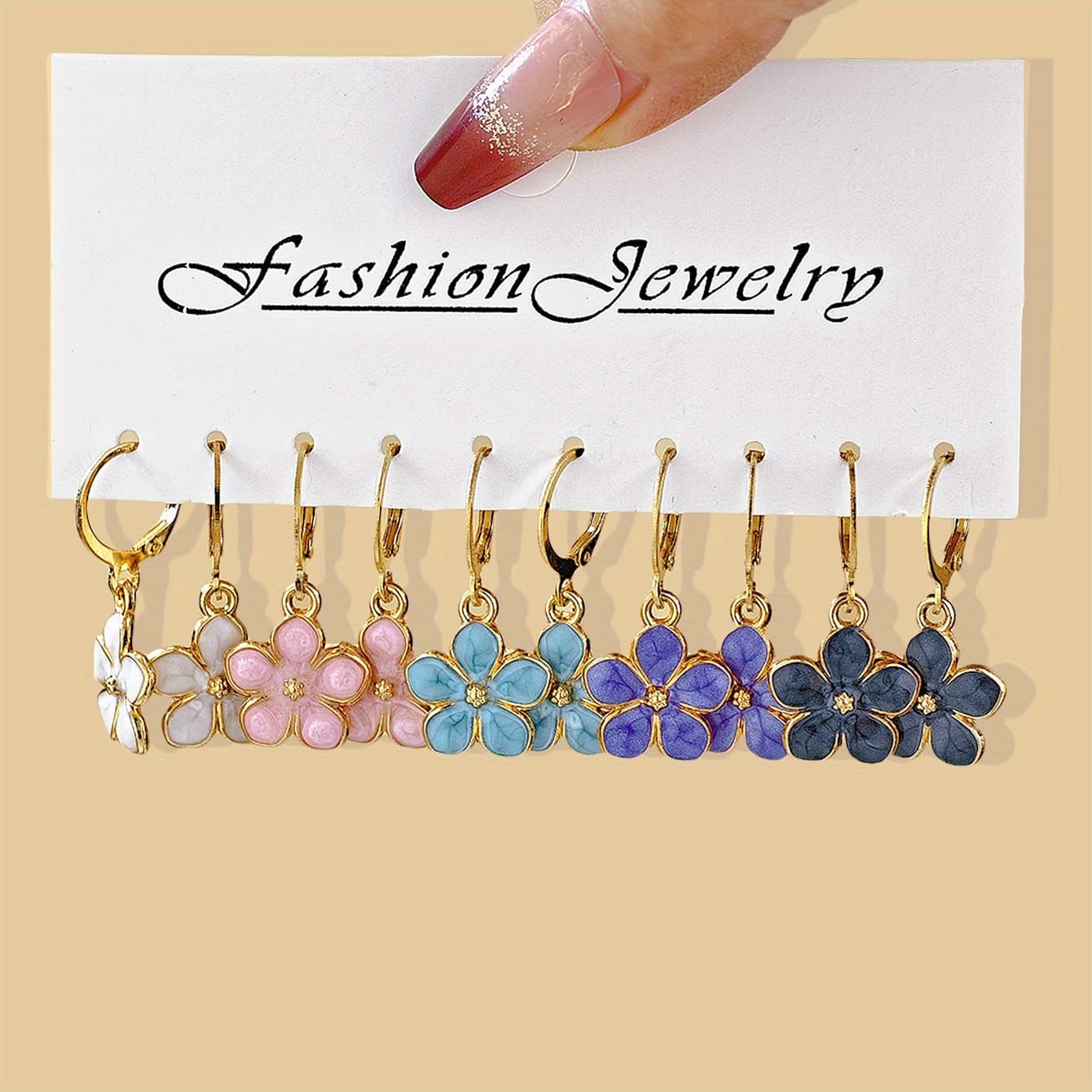 TEMU 10pcs Women's Minimalist Elegant 3d Flower Earrings Set - Versatile Alloy Drop Earrings For Daily Wear, Sweet And Stylish In Multiple Colors