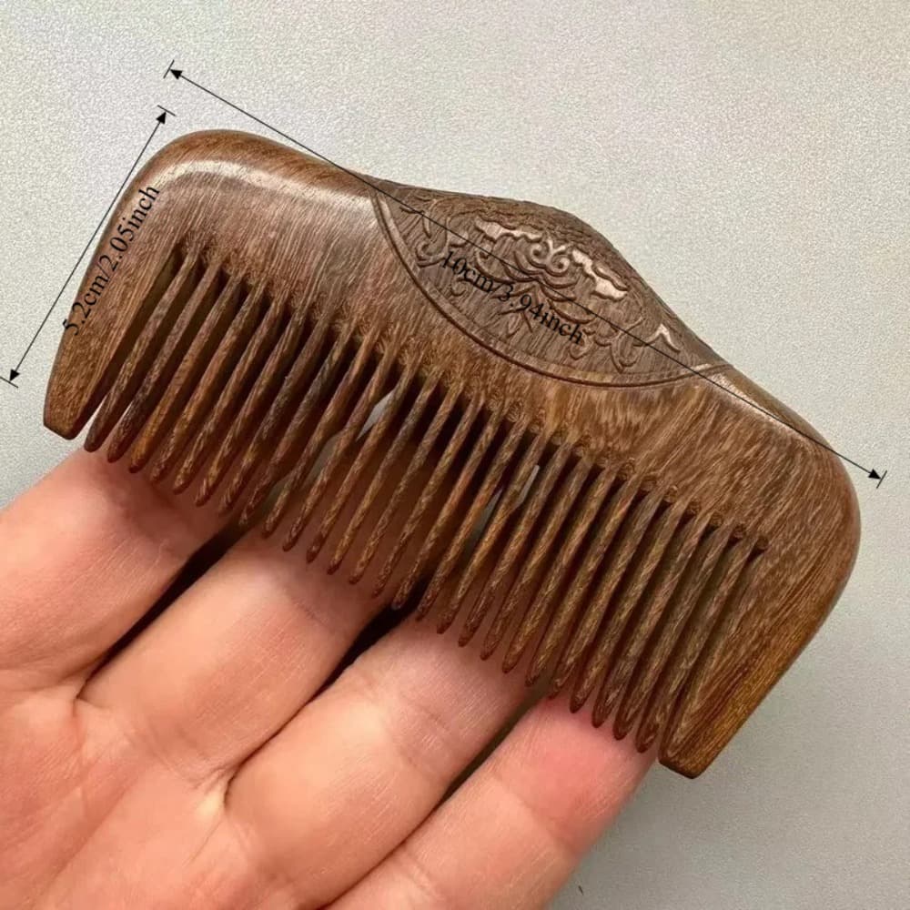 TEMU Pocket Wooden Comb | Natural Black Teeth | Anti-static Beard Comb, For Hairstyle Design