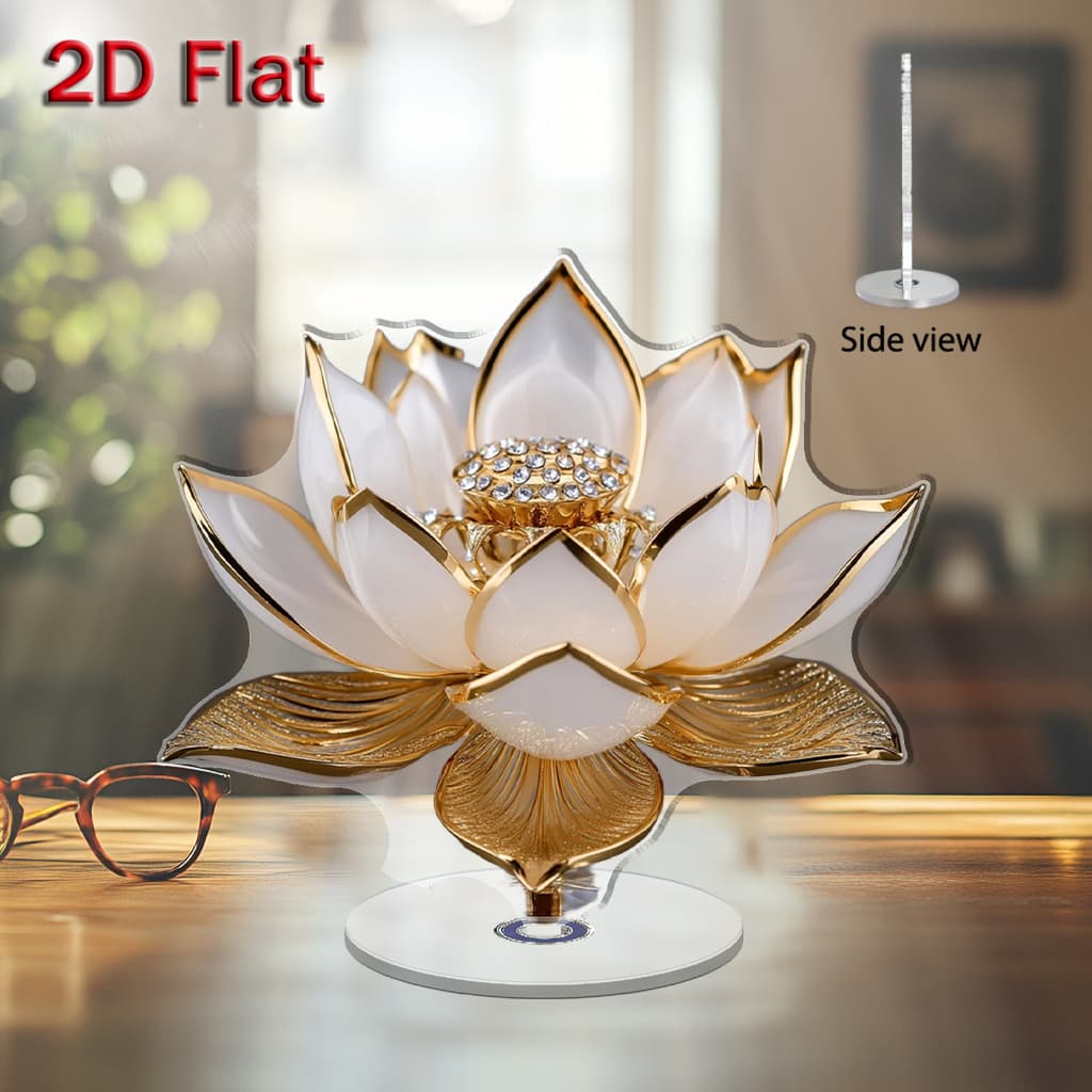 TEMU 2d Flat - [2d Flat] 1pc 2d Flat Rotating Acrylic Desktop Ornament Featuring A Flower For Decor Or Thoughtful Gift Occasions Decorative Signs And Plaques