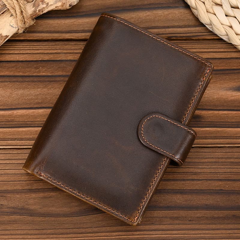TEMU 1pc Genuine Leather Wallet For - Vintage Retro Design, Large Capacity Card Holder With Durable Stitching & Minimalist Style, Unisex Wallet For Everyday Use