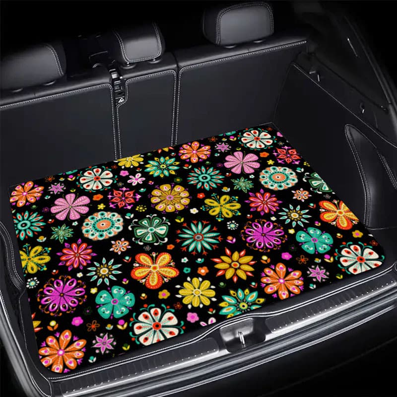 TEMU Durable Trunk Mat With Full Floral Print, Suitable For In-car Use, Enhances Driving , Suitable For Trucks, Cars, Suvs, Christmas Gift
