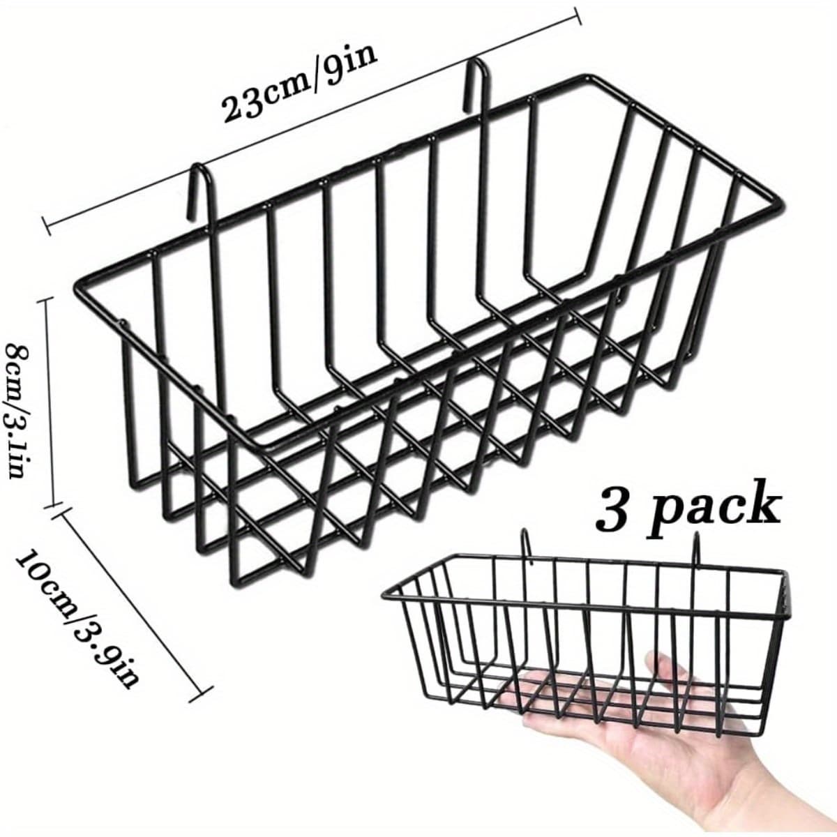 TEMU 3pcs Hanging Wire Basket, Storage Basket For Wall, Kitchen, Home Decor Supplies, Potted Plants, Black, Shelf Baskets