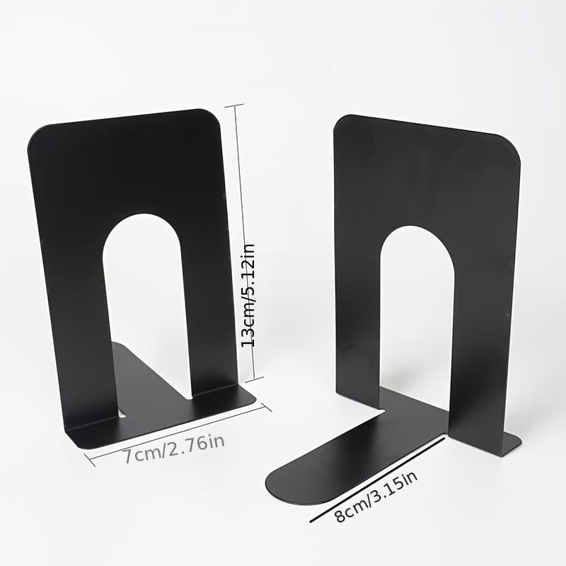 TEMU 2pcs Of Polished Iron Metal Bookends, , Suitable For Organizing In Libraries, Student Desks, And Office Desks.