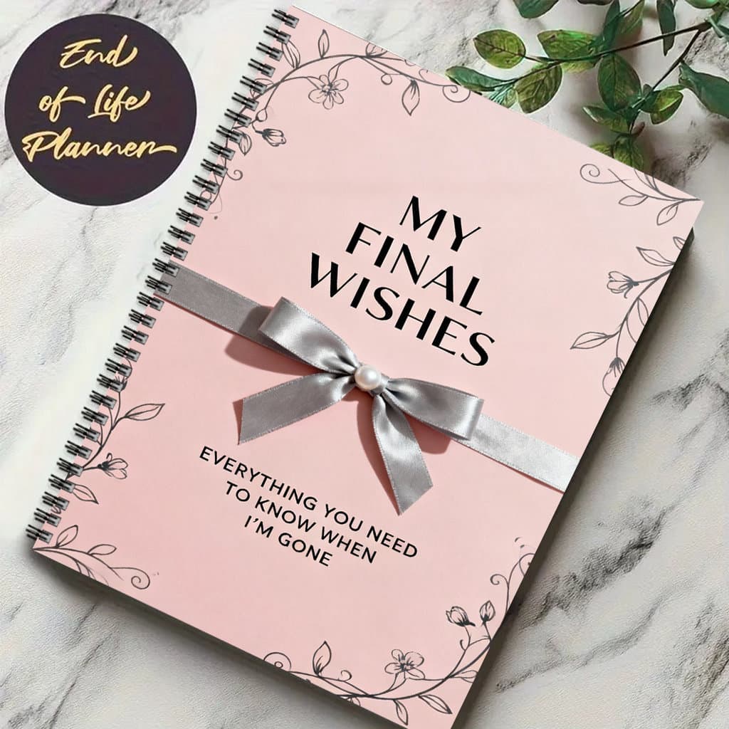 TEMU A Pink My Manual With A Bow On A Marble Background, Accompanied By , Serves As A Warm And Formal End-of-life . Suitable For , , And Tracking