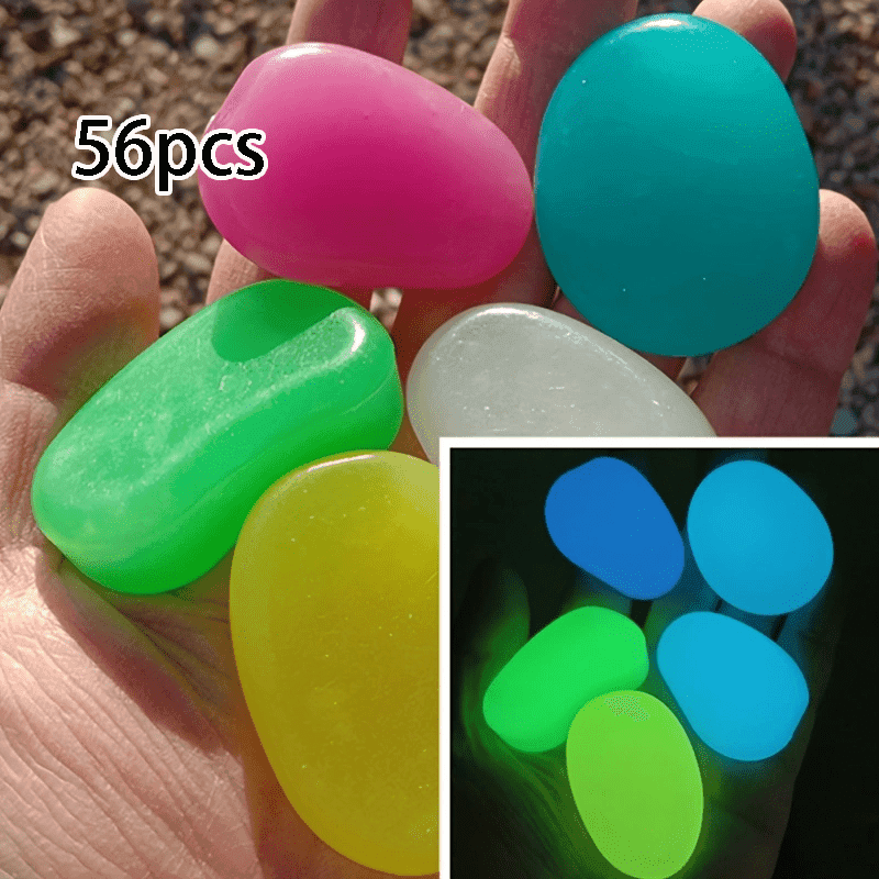 TEMU 32/56pcs Extra Large Glowing Pebbles For Garden Landscape, Pathway Decoration, Fish Tank, Starry Sky Night , Suitable For Home/outdoor Display