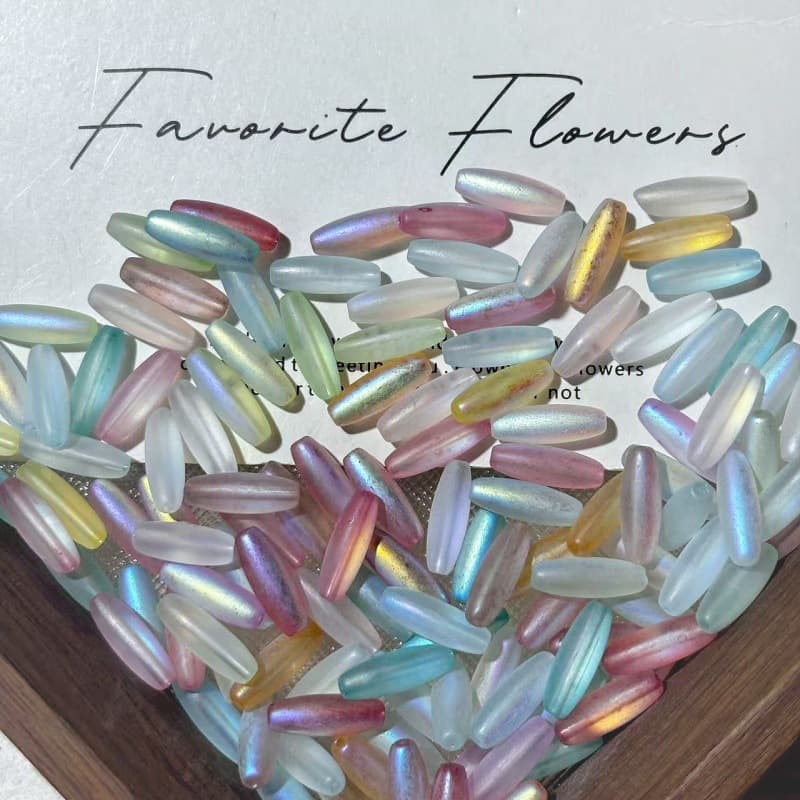 TEMU 35pcs Handmade Aurora Shuttle Beads 4mm X 12mm Northern Multicolor Beads For Necklace, Bracelet, Keychain & Craft - Beading Supplies For Diyers Of All Skill Levels