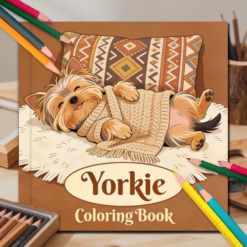 TEMU Yao Adult Coloring Book, 24 Pages, Yorkie Dog Coloring Book Designed To Stress And Anxiety, Suitable For Relaxing The , Perfect Gift For Festivals And