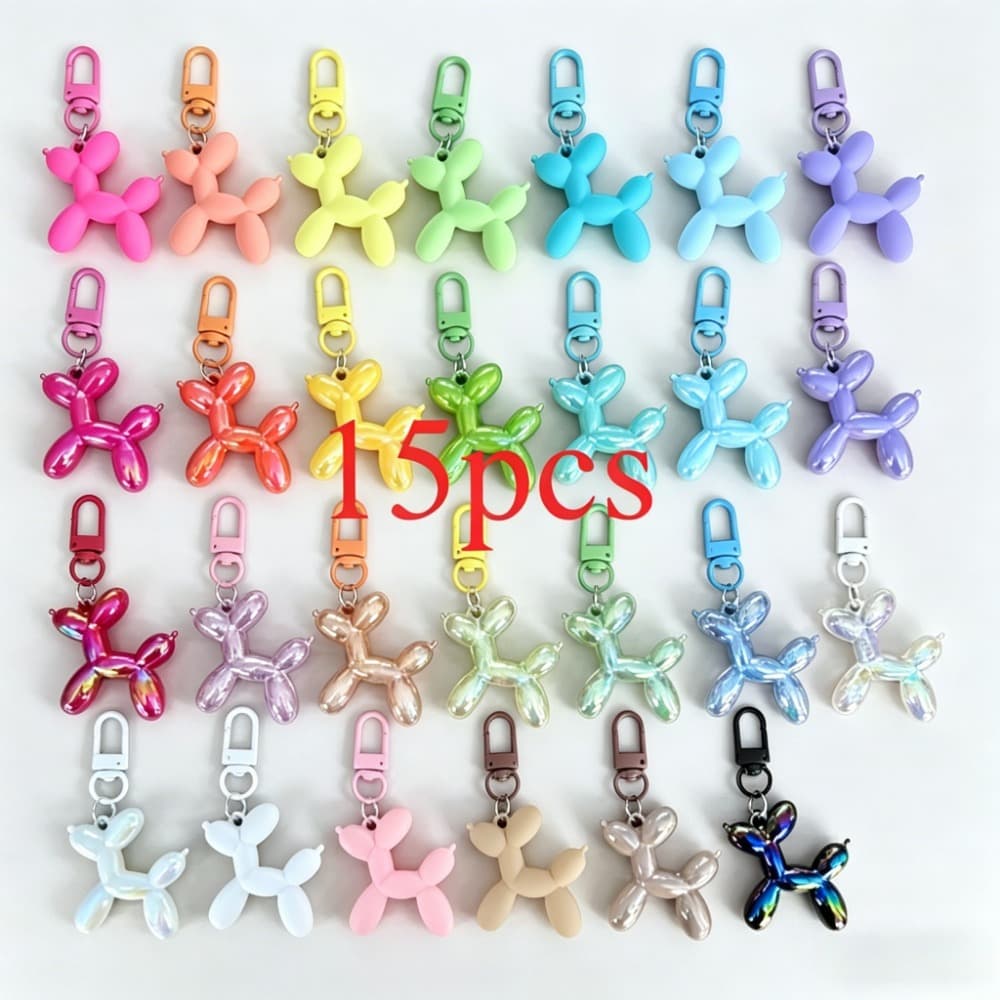 TEMU 15pcs Soft Pink Matte Bubble Dog Keychains - Cute Cartoon Animal Keychains, Ideal For Car Keys & Bag Decor With Lobster Clasps, Unique Birthday & Holiday Gifts.，random Color