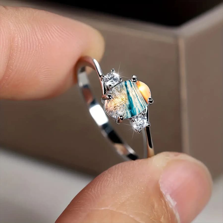 TEMU 1pc Sunset Rings Ocean Rings Nature Rings Landscape Rings Wave Rings Jewelry Accessories Unique Jewelry Christmas Gifts Valentine Gifts Everyday Gifts Beach Gifts
