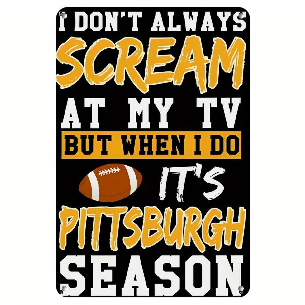 TEMU 2d Flat - 1pc Pittsburgh Football Team-themed Decorative Sign - Fan Style - Rectangular - 2d Flat - Ideal For Fans Of Pittsburgh Football Team/for Decorating