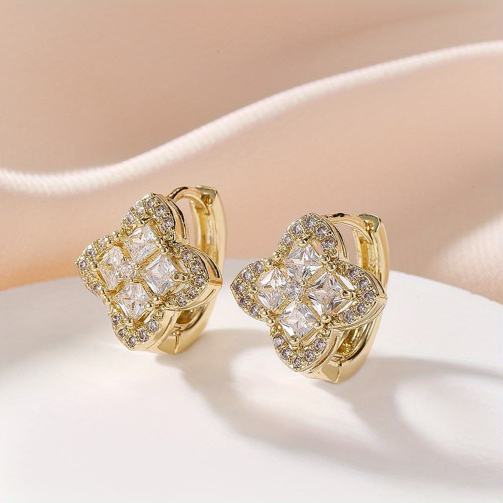 TEMU A Pair Of Fashionable Zirconia Earrings With High-end Feel, Light Luxury, Niche Retro Exquisite And Versatile Additions, Suitable For Daily Wear