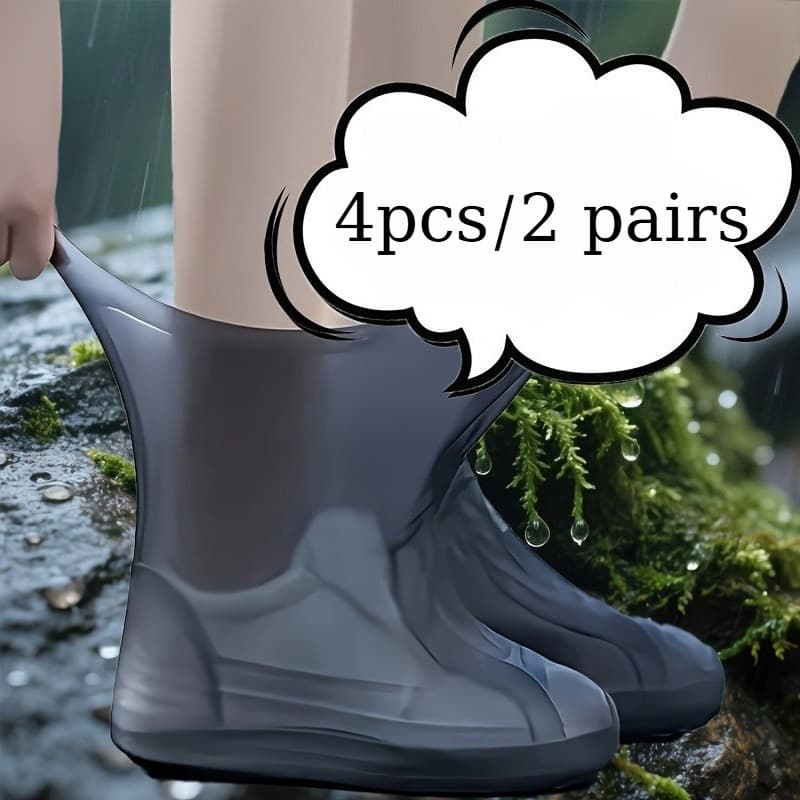 TEMU 4pcs/ Waterproof Shoe Covers, Thickened Collar For A Without Restricting Feet, Multiple Colors , Reusable, Non-slip, Unisex | Durable, Elastic, Easy To Clean