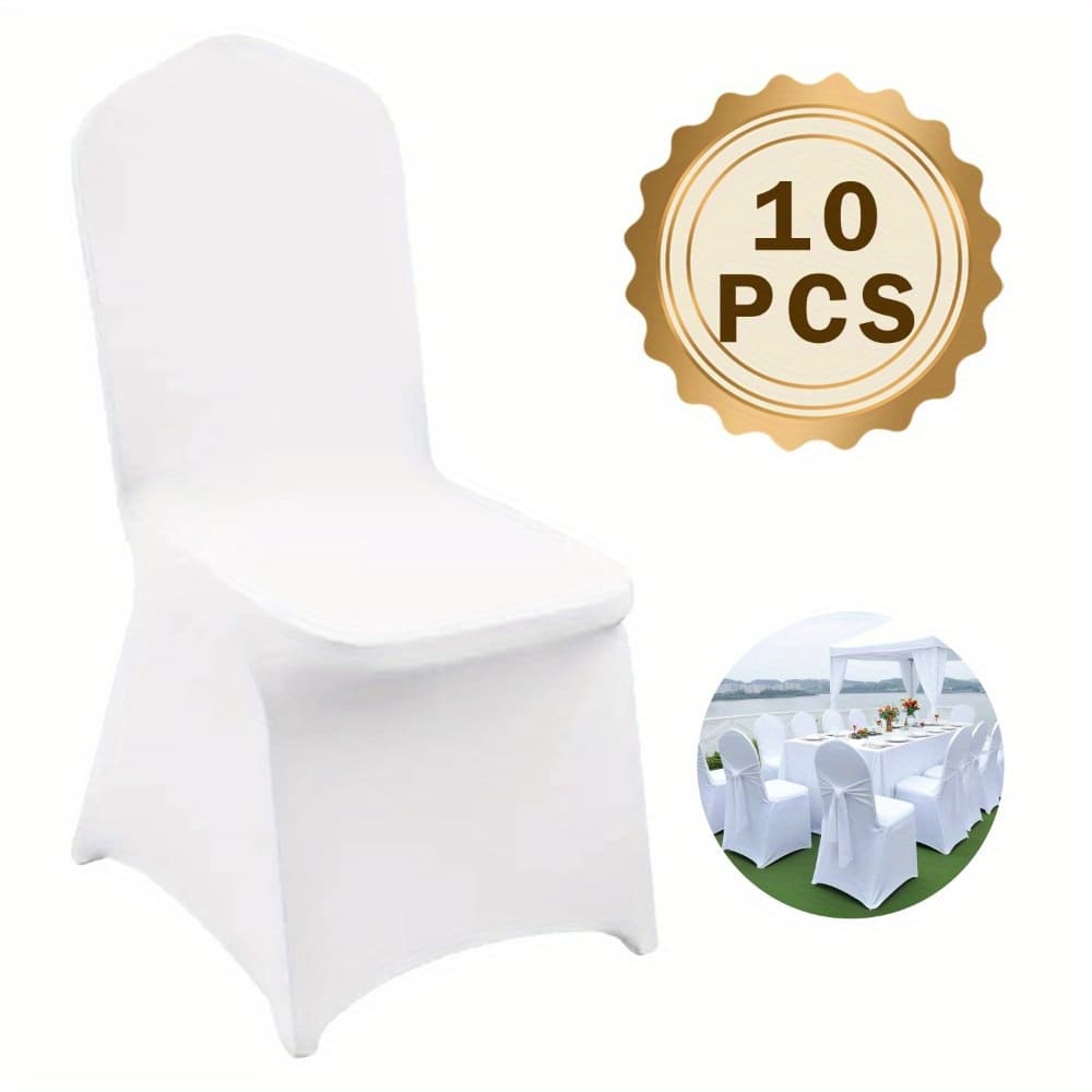 TEMU 10pcs Chair Covers, Spandex Chair Cover Stretch Slipcovers, Elastic Solid Color Chair Cover For Wedding Dining Banquet Flat-front Chair Seat Covers Home Decoration For Christmas