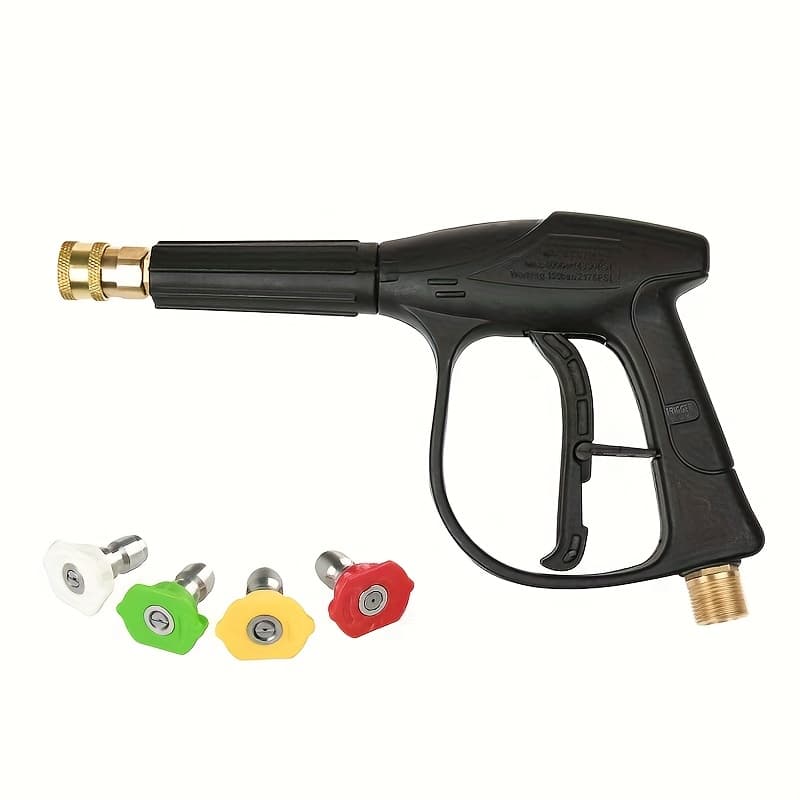 TEMU 1pc 25cm (. 9.9inch) High-pressure Black 3-in-1 High-pressure Water Gun, 4000psi, 1/4 Quick Connect, With M22-14 Connection At The End, Suitable For Cleaning In