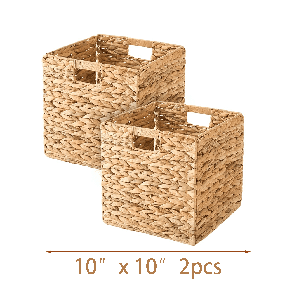 TEMU 2pcs/4pcs Hyacinth Wicker Baskets Suitable For Storage, Square Cub Rattan Baskets With Hyacinth Woven For Shelves, /outdoor Use - Rustic For Towels,, S, Kitchen & - Woven Basket, Shelf Baskets