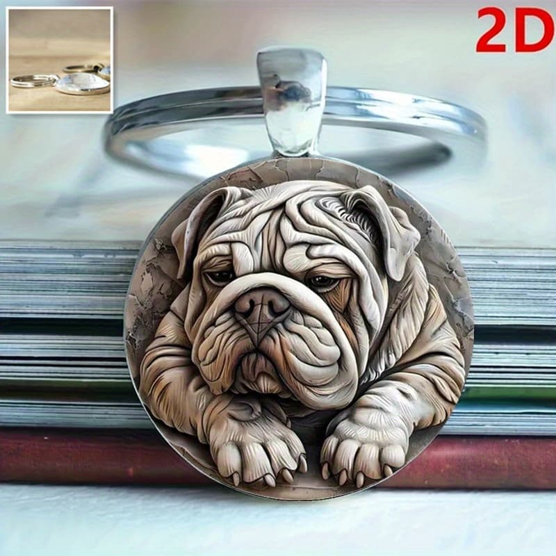 TEMU 2d Flat, 1pc 2d Flat Design Key Chain Dog Theme Key Chain For Dog Lovers Unique Gifts Birthday Gifts Holiday Gifts, 2d Flat