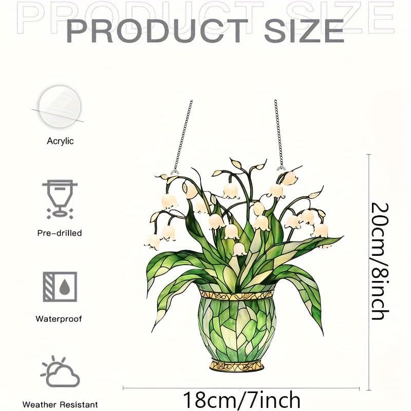 TEMU 2d Flat - [2d Door Curtain] 2d Flat - [2d Door Curtain] 2d Lily Of The Valley Suncatcher (7 Inches * 8 Inches), Made Of Acrylic, Is A Colorful Window Decoration That As A Gift To Family,