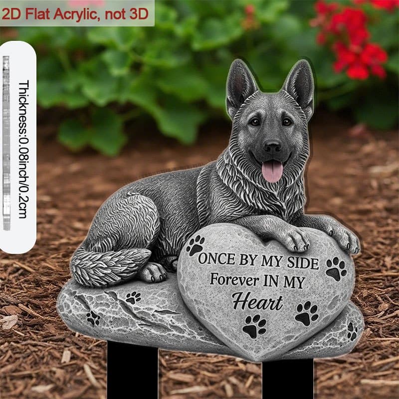 TEMU 2d Flat - 【2d Flat】 1pc 2d Flat Floral Acrylic 9.06 In Stake With Pointed Base For Soil A Dog On A Heart Stone Adds Flair To Gardens And Lawns, For Flower Bed Decor And Special Gifts
