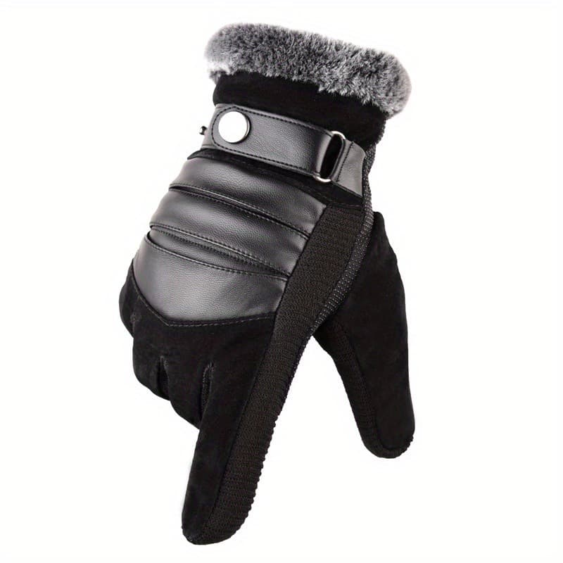 TEMU Men's And Women's Thermal Gloves - Winter-ready Gloves With Velvet Lining, Thickened, And For Motorcycle And - Cold Weather Protection And Grip Enhancement