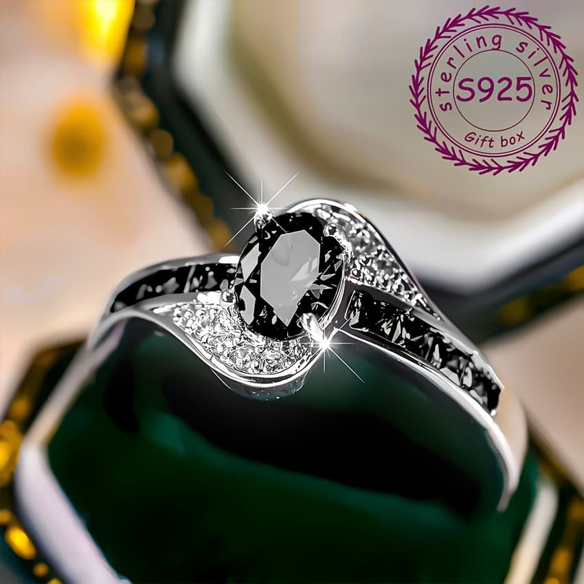 TEMU Exquisite 925 Silver Ring Set With Sparkling Synthetic Synthetic Zircon​​ - Perfect For Weddings, Engagements, And Valentine's Day Gifts, For Teenager, For Teenager