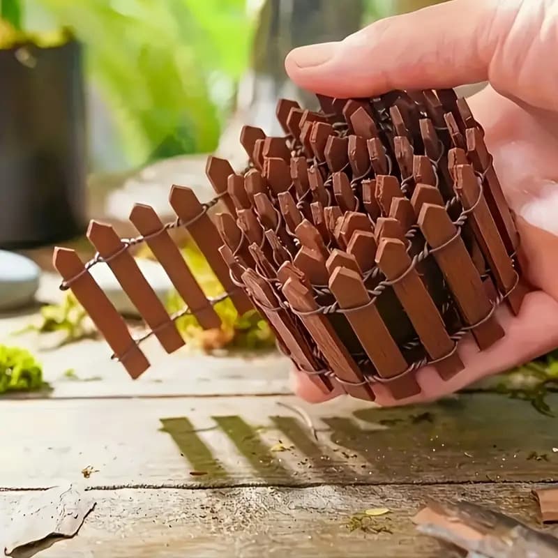 TEMU Set Of 8 Mini Wooden Fences, Outdoor Decorative Fencing, Small Wooden Fences For Landscaping - Sturdy With , Ideal For Fairy Gardens And Miniature Landscapes, Dimensions 10.01cm X 3.0cm