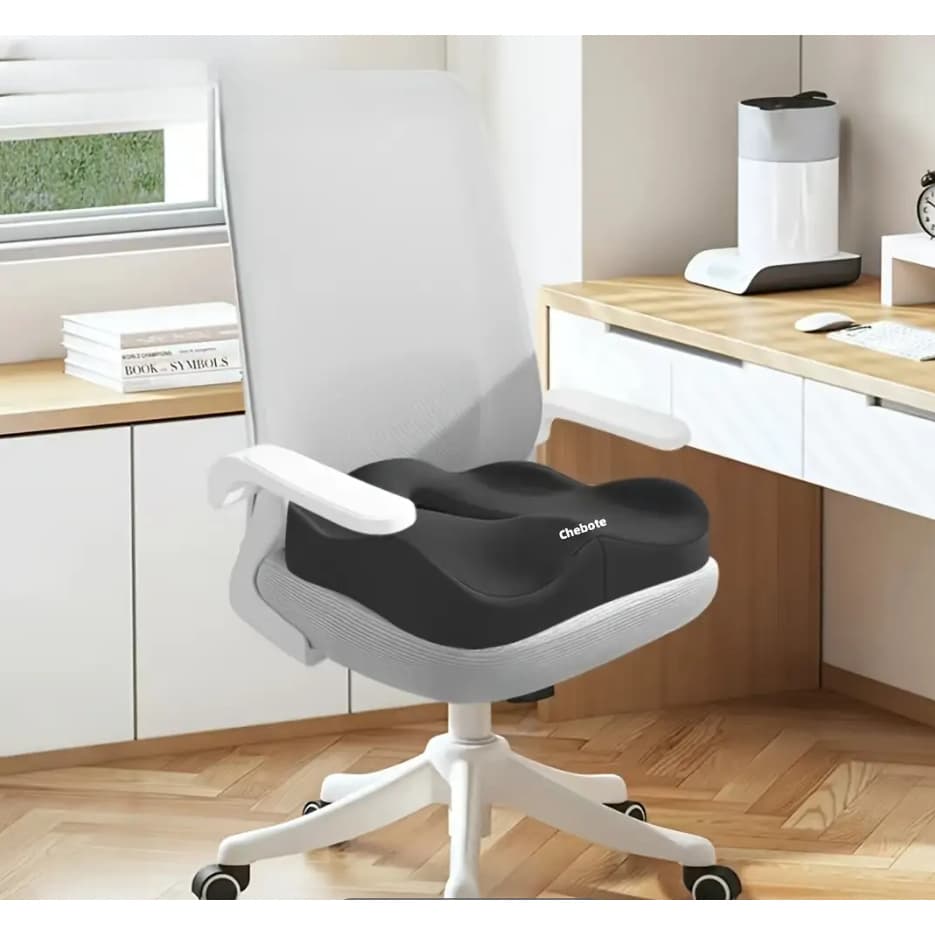 TEMU Ergonomic Memory Foam Seat Cushion - Suitable For Office Chairs, Car Seats, And Recliners, With A Hand-washable Polyester Cover, Light Green With Gray Edges, Car Seat Cushion, Soft Textured Cover