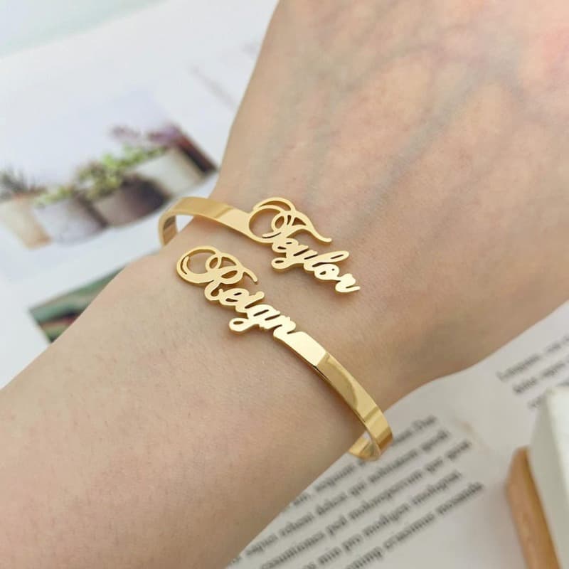 TEMU Pair Of Bracelets, Custom Name Jewelry, Personalized Wristbands, Designs, Couple's Bracelets, Elegant Letter Bracelets, Gifts For Bridesmaids