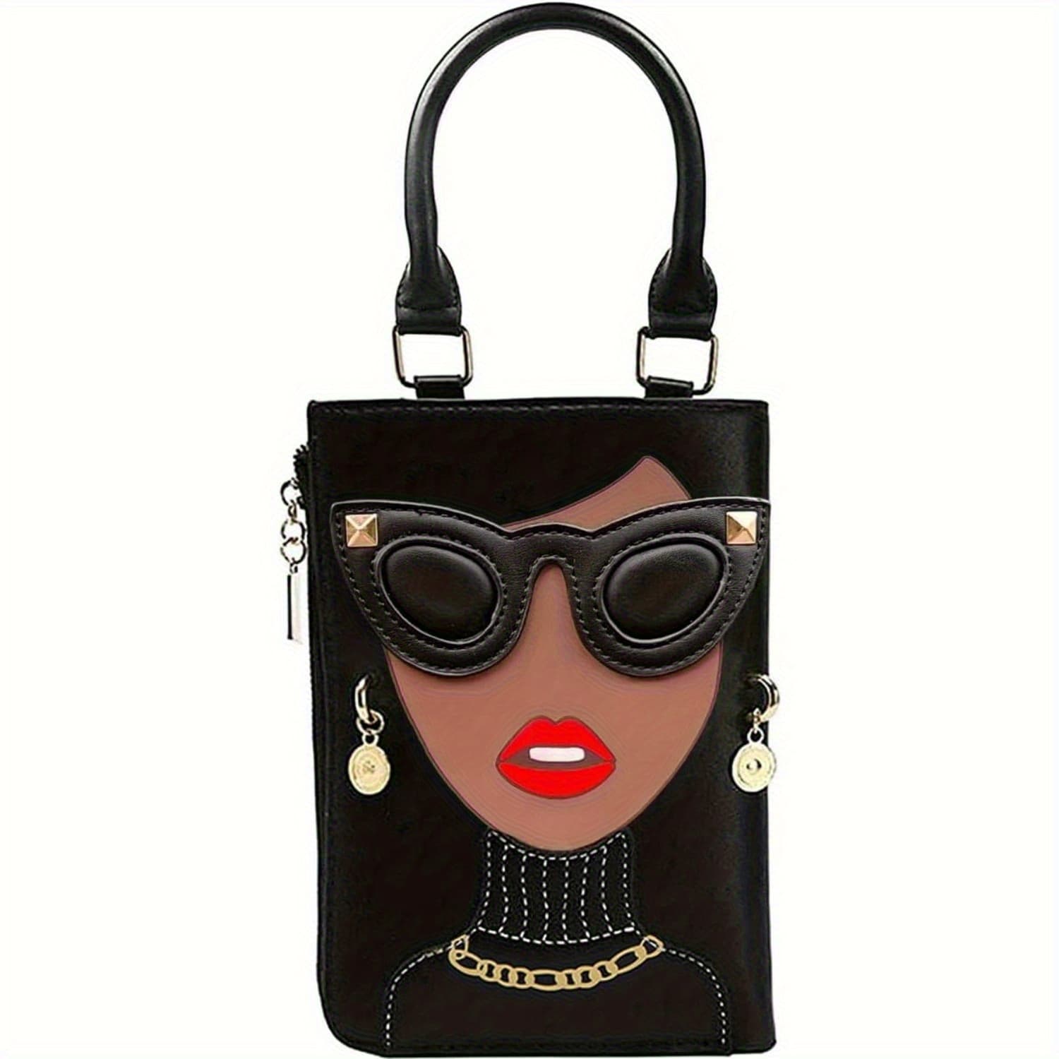 TEMU Women's Novelty Unique Face Top Handle Handbag Fashionable Women's Handbag Hobo Crossbody Bag Shoulder Bag