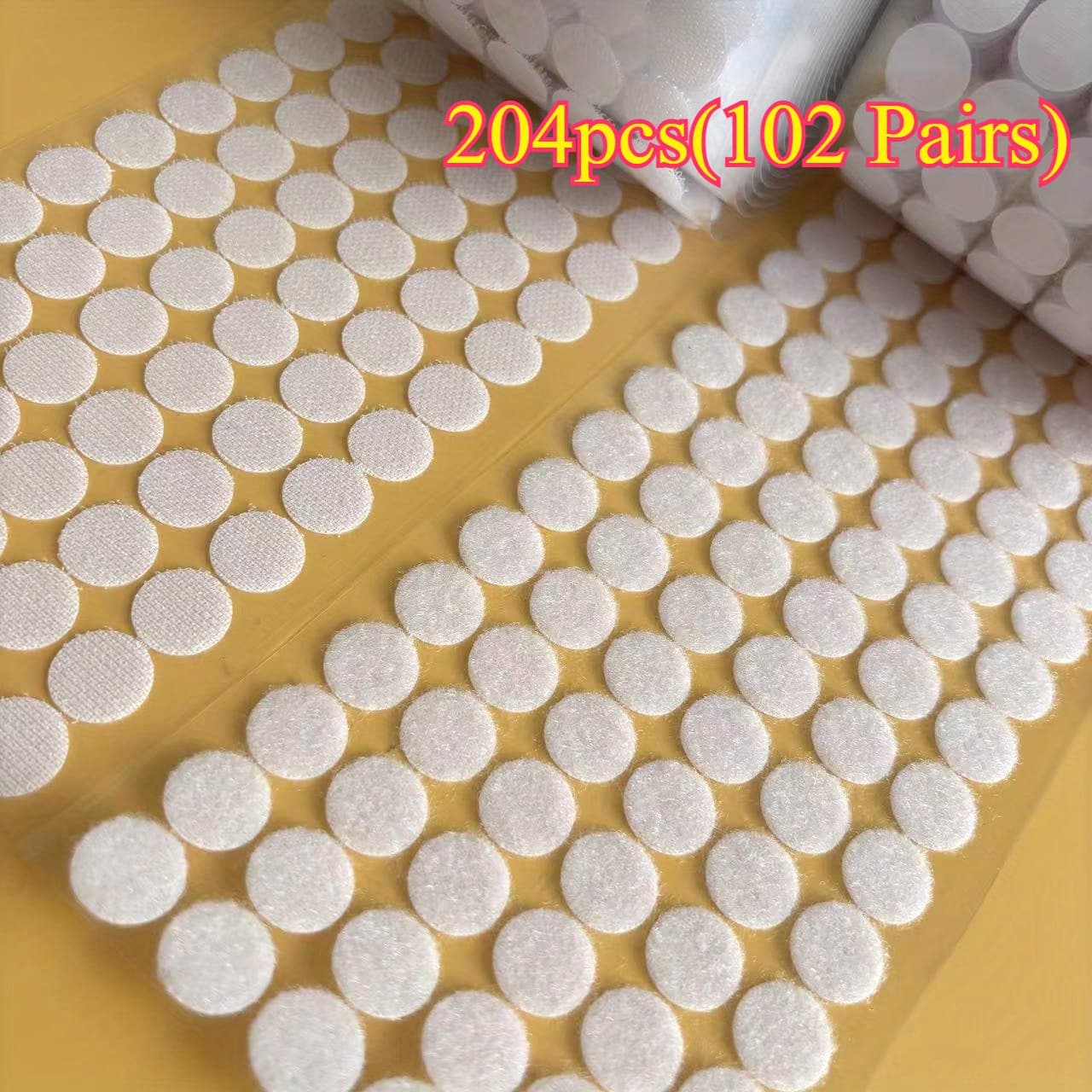 TEMU 204pcs (102 Pairs) Of Self-adhesive Dots, Featuring A Strong Adhesive With A Diameter Of 0.. Sticky Back Nylon Dots, With Glue Tapes, Are Ideal For Use In Classrooms, Offices, And Homes