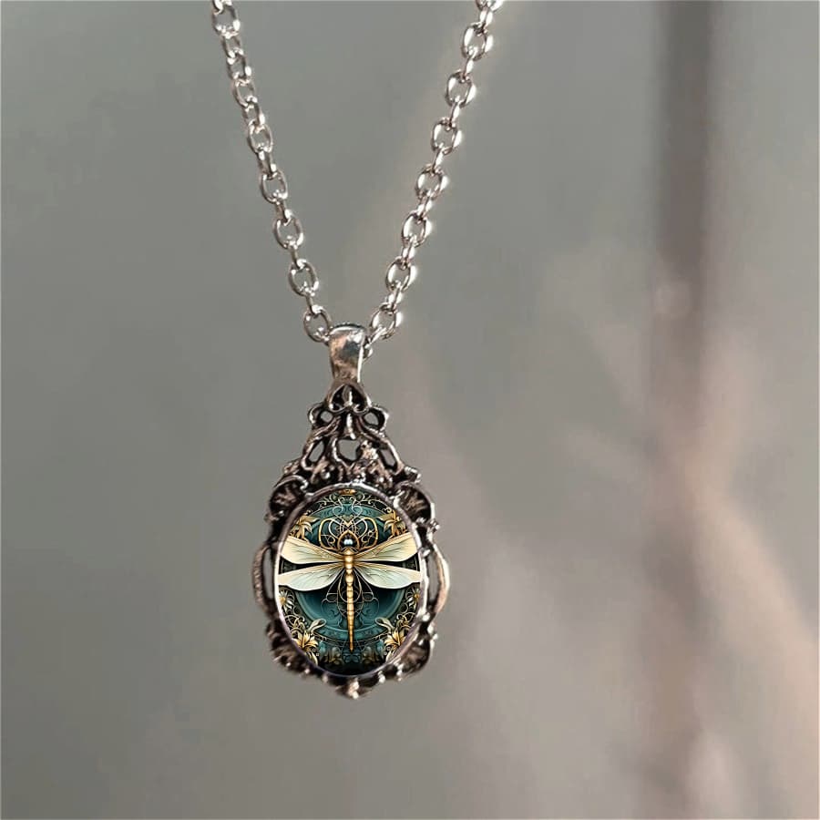TEMU 1pc Dragonfly Necklace, Hollow Necklace, Natural Necklace, Insect Necklace, Pendant Necklace, Floral Necklace, Floral Ornament Necklace, Jewelry Accessory, Unique Accessory, Valentine's Day,