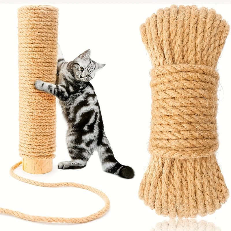 TEMU 66ft Natural Jute For Cat Scratching Post Replacement Rope- Jute Rope, Suitable For Cat Trees And Towers