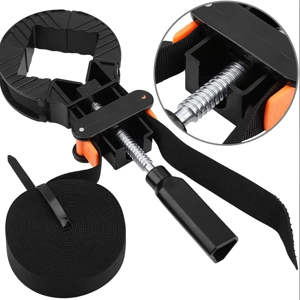 TEMU Woodworking Quick-adjust Strap, Multifunctional 90-degree Right-angle Clamp, Woodworking Strap Clamp, Adjustable Polygonal Tripod Clamp, Nylon Rope Clamp
