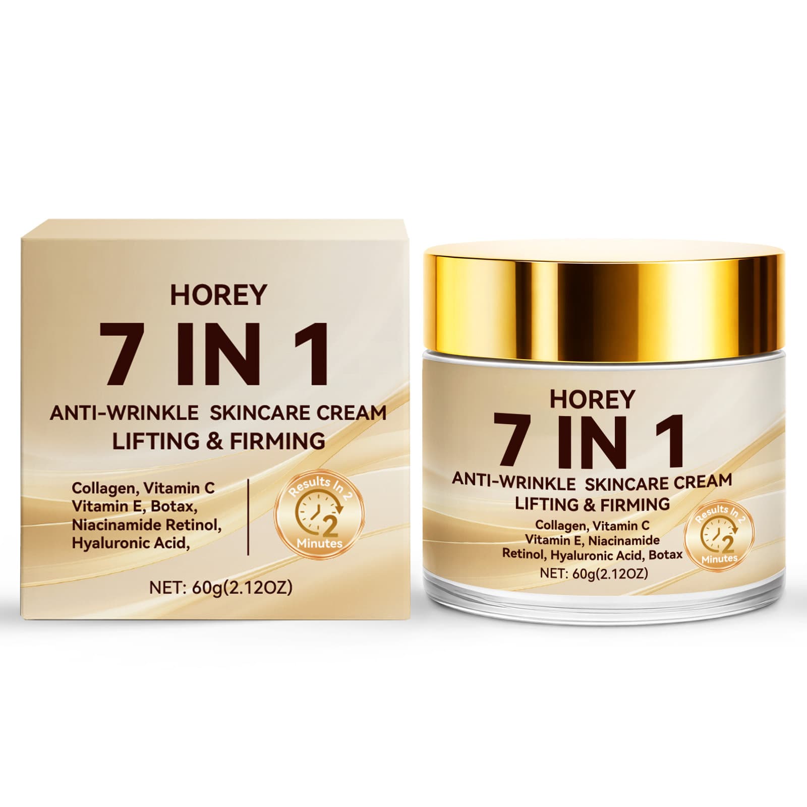 TEMU 7-in-1 Instant Cream Hydrates And Moisturizes, , And Lifts Skin 1 Minute, Enhances Radiance And , Formulated With Retinol, Hyaluronic Acid, Niacinamide, Vitamins, And Collagen, Lightweight