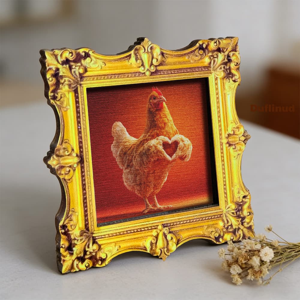 TEMU 1pc Duflinud Wooden Hen Fridge Magnet With Heart Hands - Wood Mini Square Brown Hen Decoration Suitable, Refrigerator Door, Board, Wood Grain, Holiday Gift For, Farmhouse Decor, Shower Gift