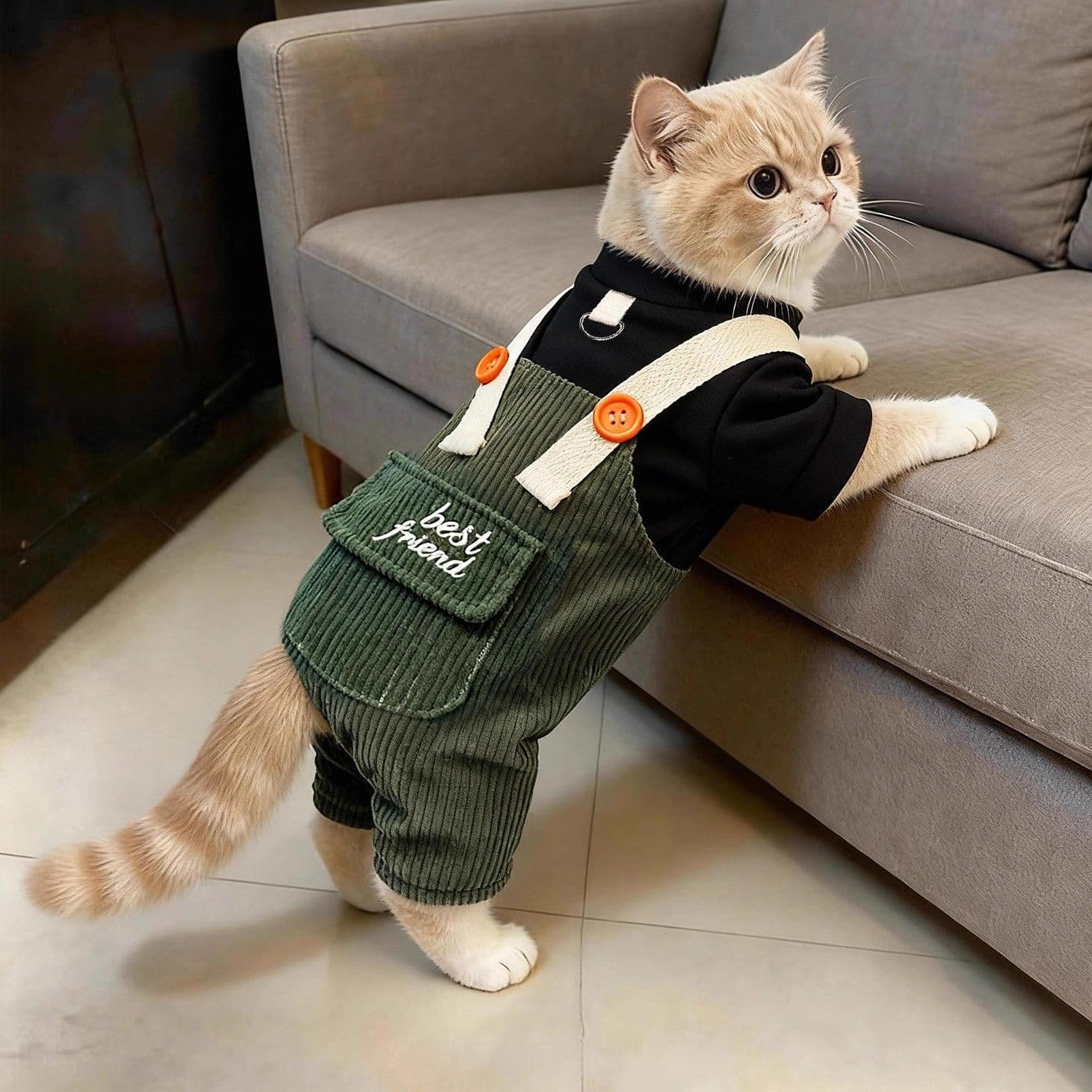 TEMU Cat Clothes, Spring And Autumn Workwear, Four-legged Clothes, Warm For Autumn And Winter, British Shorthair Golden Gradient Plush Toys, Pet Clothing For Kittens