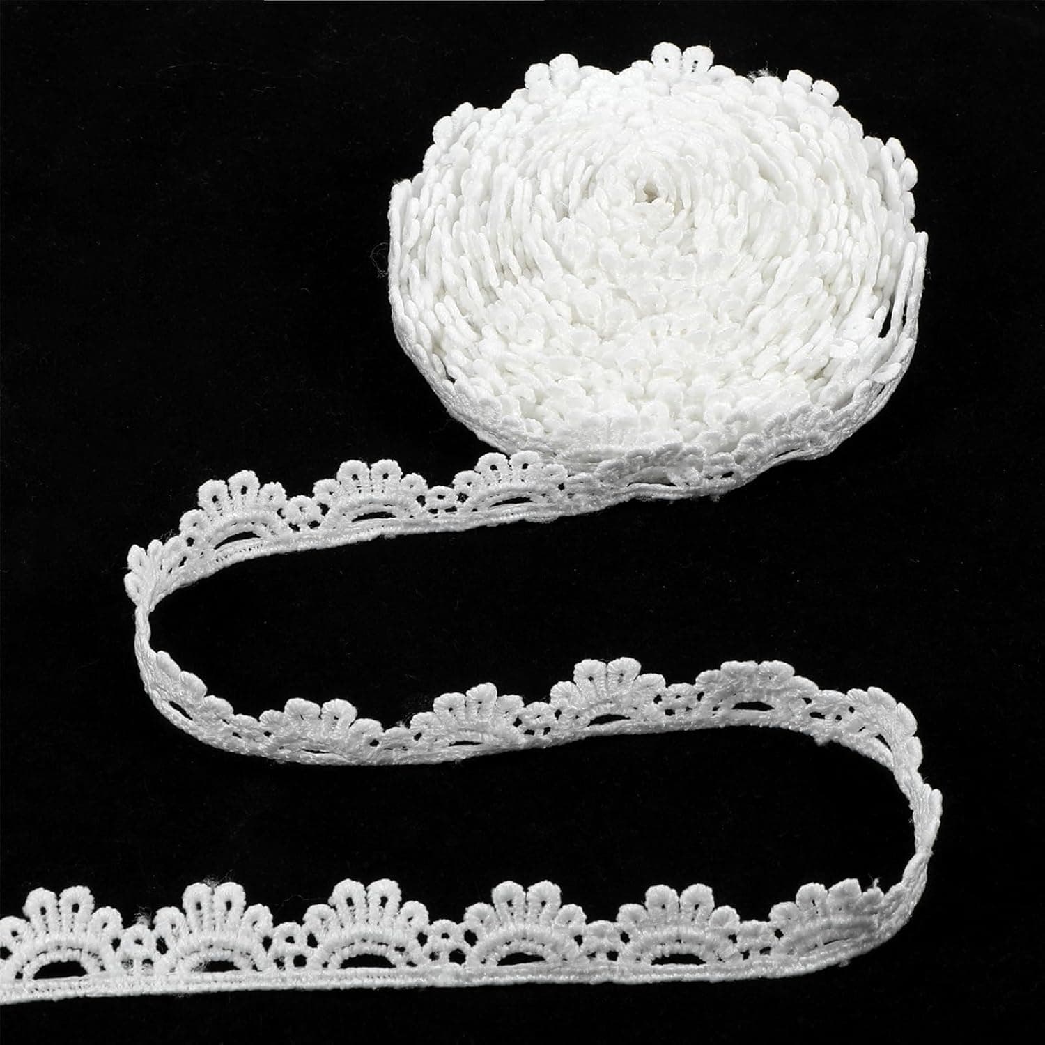 TEMU 5 Yards Of White Lace Trim, Crocheted With A Scalloped Edge, Perfect For Sewing, Crafts, Projects, Gift Wrapping, Scrapbooking, And Wedding Bouquet Decorations (0. Wide)