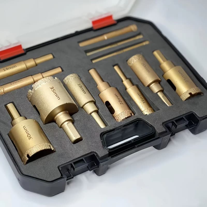 TEMU 12pcs Bulk Diamond Drill Bit & Kit - 6-35mm Sizes, Hand Tools Included, For Glass/ Marble/ Granite/ Tile/ Ceramic, Ideal For Diy Enthusiasts