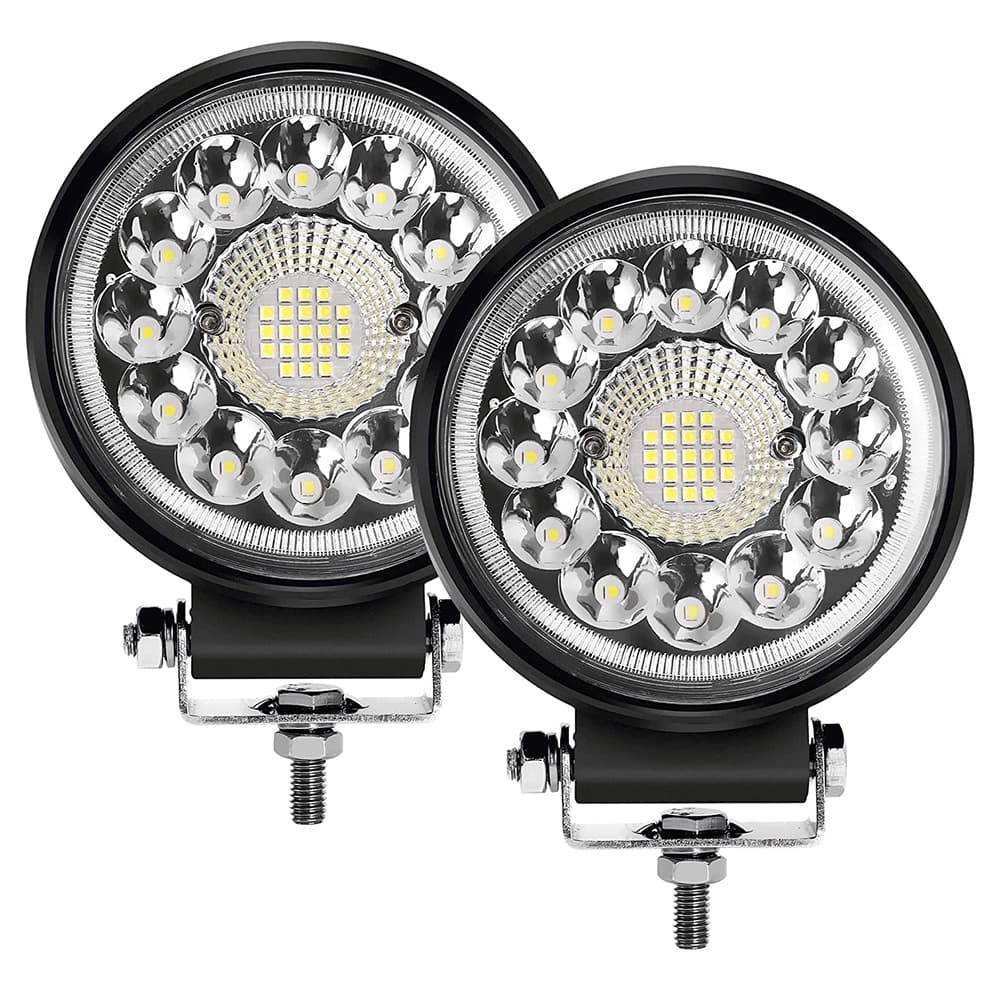 TEMU Set Of 2 Round Led Off-road Light Pods, 4.5 Inches, 42 Watts, Designed For Off-road Driving, Suitable For 12v Vehicles Like Trucks, Tractors, , And Boats, Without Battery