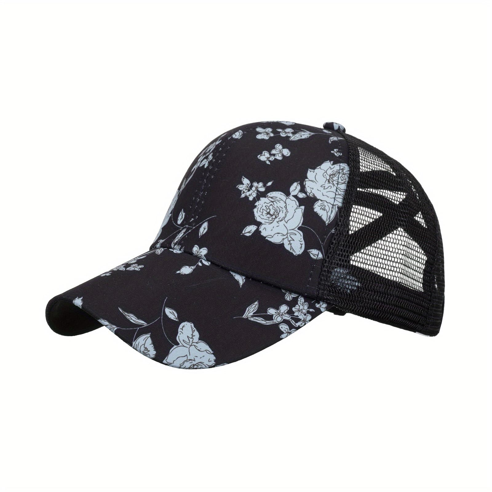 TEMU 1pc Black Printed Cross Baseball Outdoor Duckbill Hat Casual Vacation Sun Hat