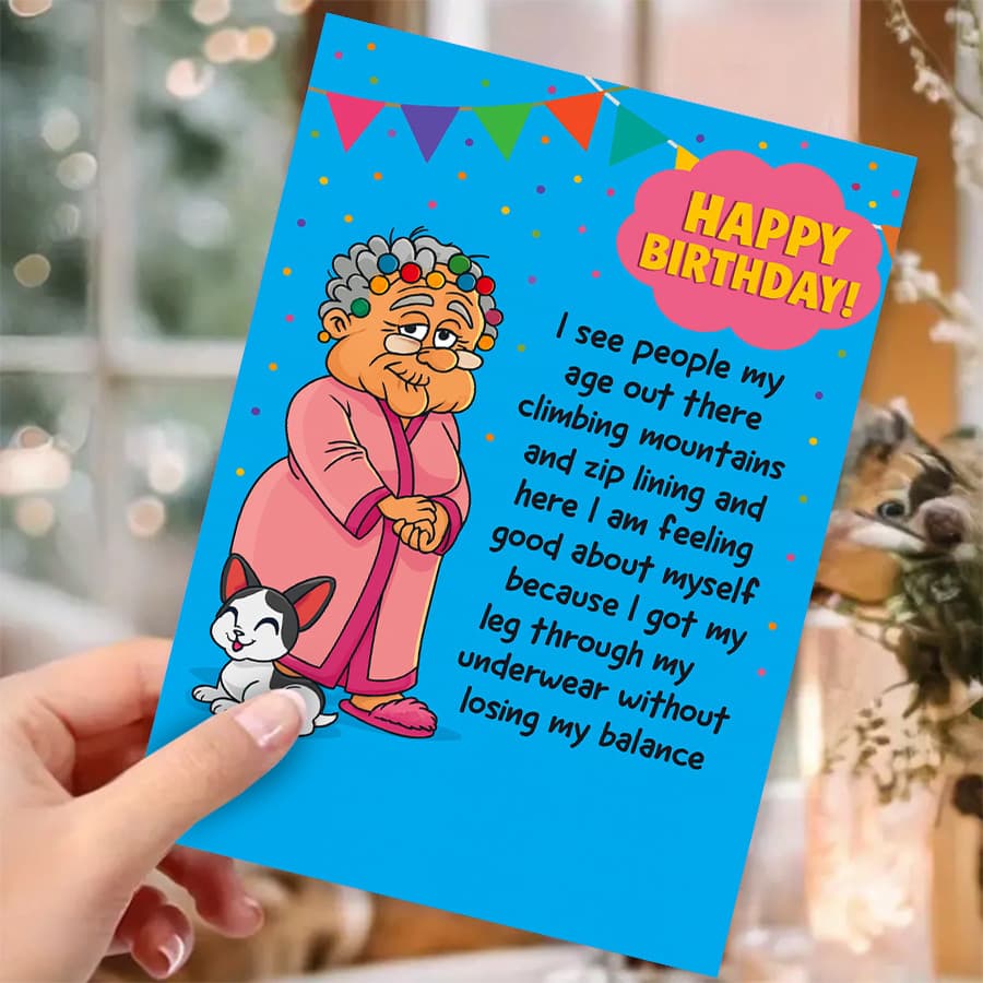 TEMU 1pc Humorous Birthday Card | Perfect For Celebrating The Spirit And Lightheartedness Of Or Senior Family , Cartoon Fantasy Theme, Paper Material, English Language