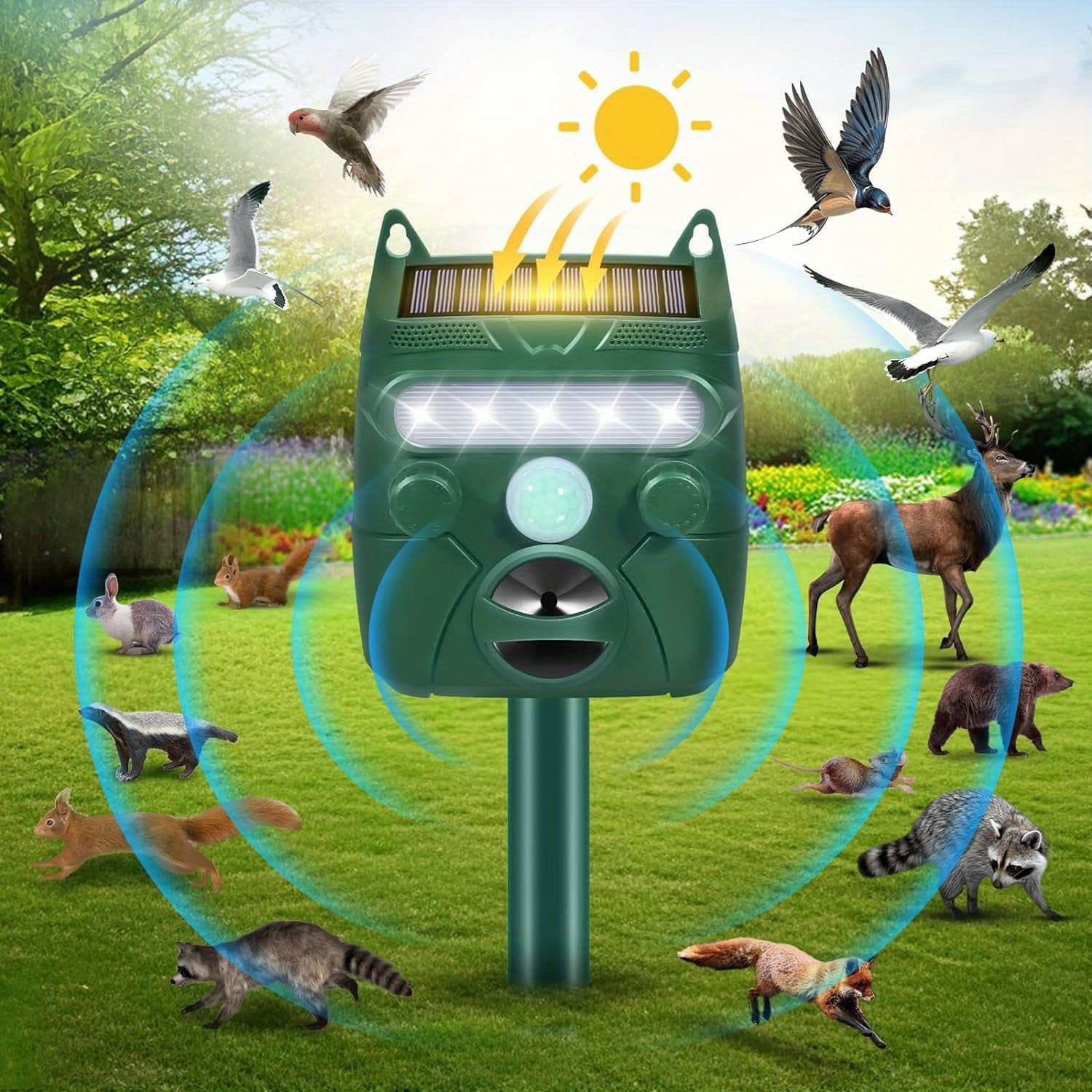 TEMU Solar Technology Animal Repeller, Motion Activated And Blinking Led Light 2in 1 Outdoor Repellent