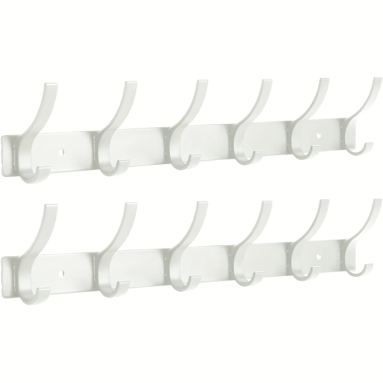 TEMU Aluminum Wall Mount Coat Hooks- 2 Pack, Rust Resistant Multi-hook Rack For Coats, Hats, And More
