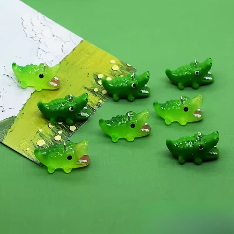 TEMU 10pcs 3d Luminous Crocodile Resin Jewelry Cute Earrings Bracelet Necklace Pendant Accessories Diy Summer Jewelry Making