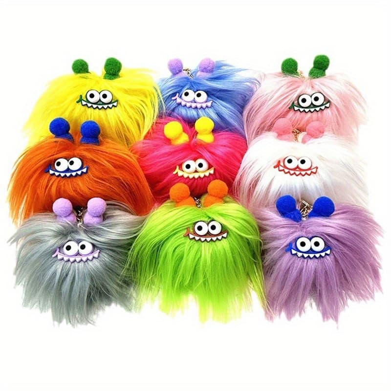 TEMU Cute Cartoon Keychain, Frizzy Doll, Sausage-mouthed Bag Pendant, Creative Ugly-cute Plush Doll, Halloween Gift