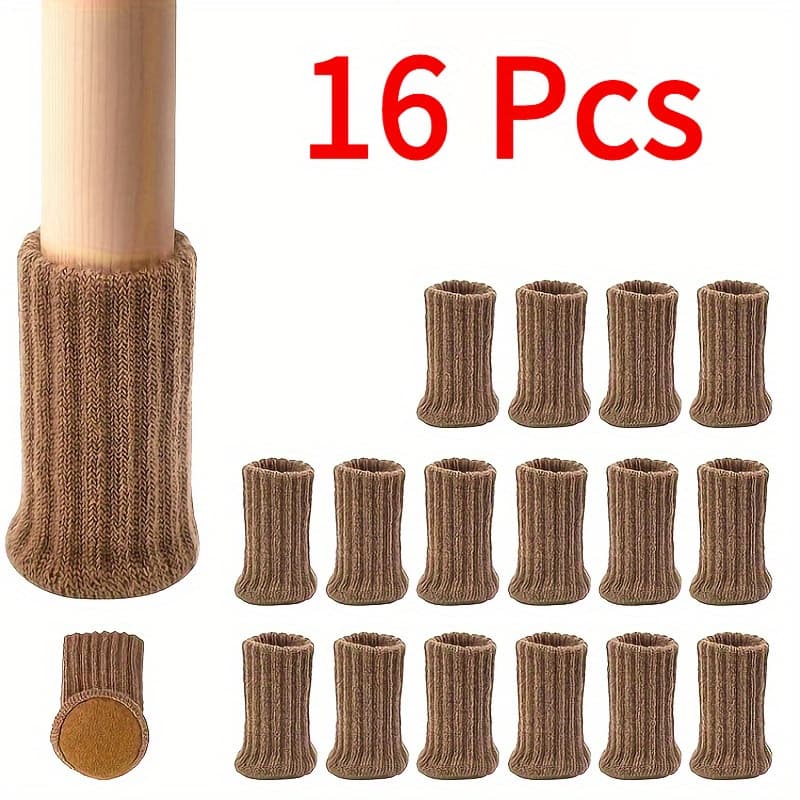 TEMU 16pcs, A Set Of Perfect Noise Reduction Table And Chair Leg Socks, High Floor Protectors, Non-slip Chair Leg Socks, Furniture Leg Covers, Suitable For Diameters, Woven Furniture Pads!