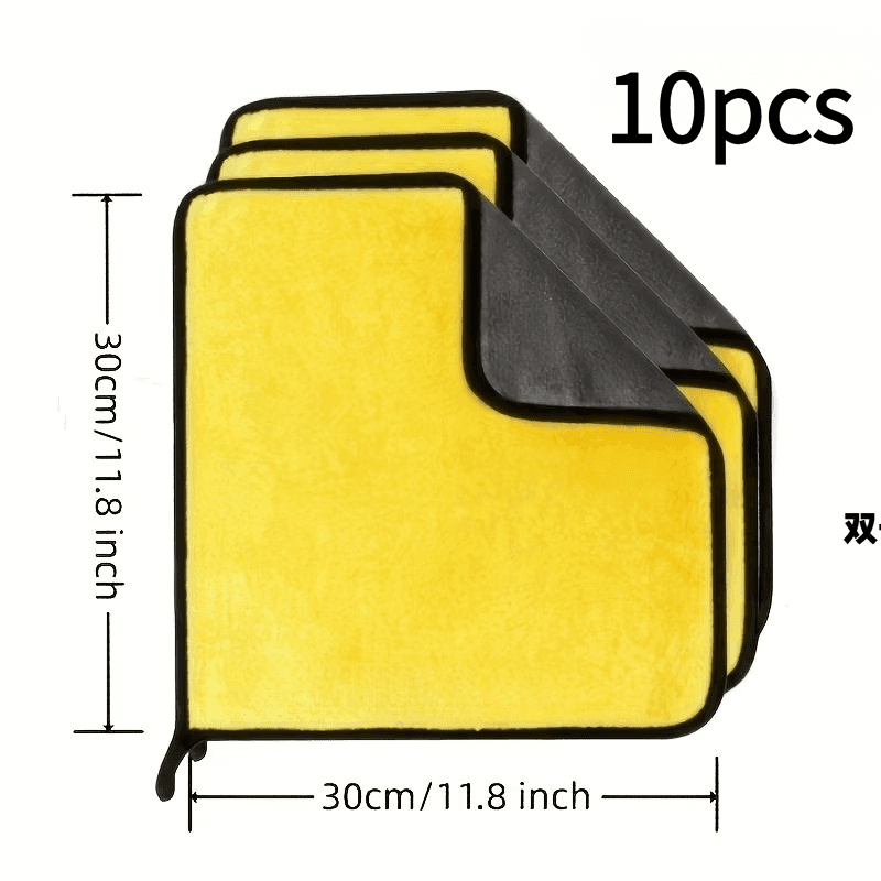 TEMU 10 Thickened Car Wash Cloths, Towels For Car Washing, Absorbent, Suitable For Use As Cleaning Cloths , Bedroom, And Living Room. For Car And Indoor Use, Double-sided Wiping Cloth