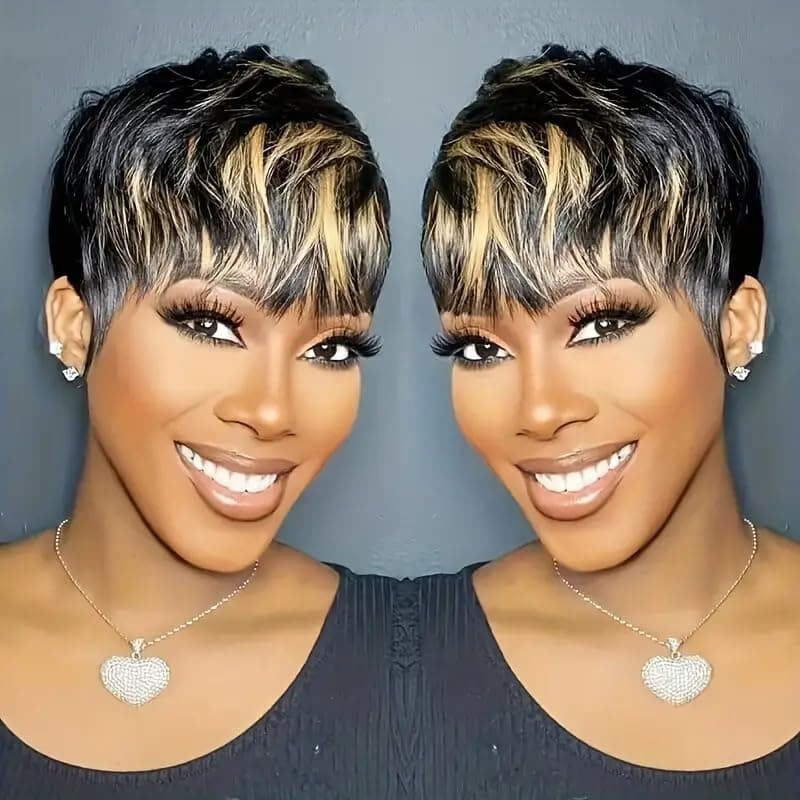 TEMU Black Women's Short Wig, Colorful Short Layered Party Wig With Bangs, Suitable For Women's Wigs