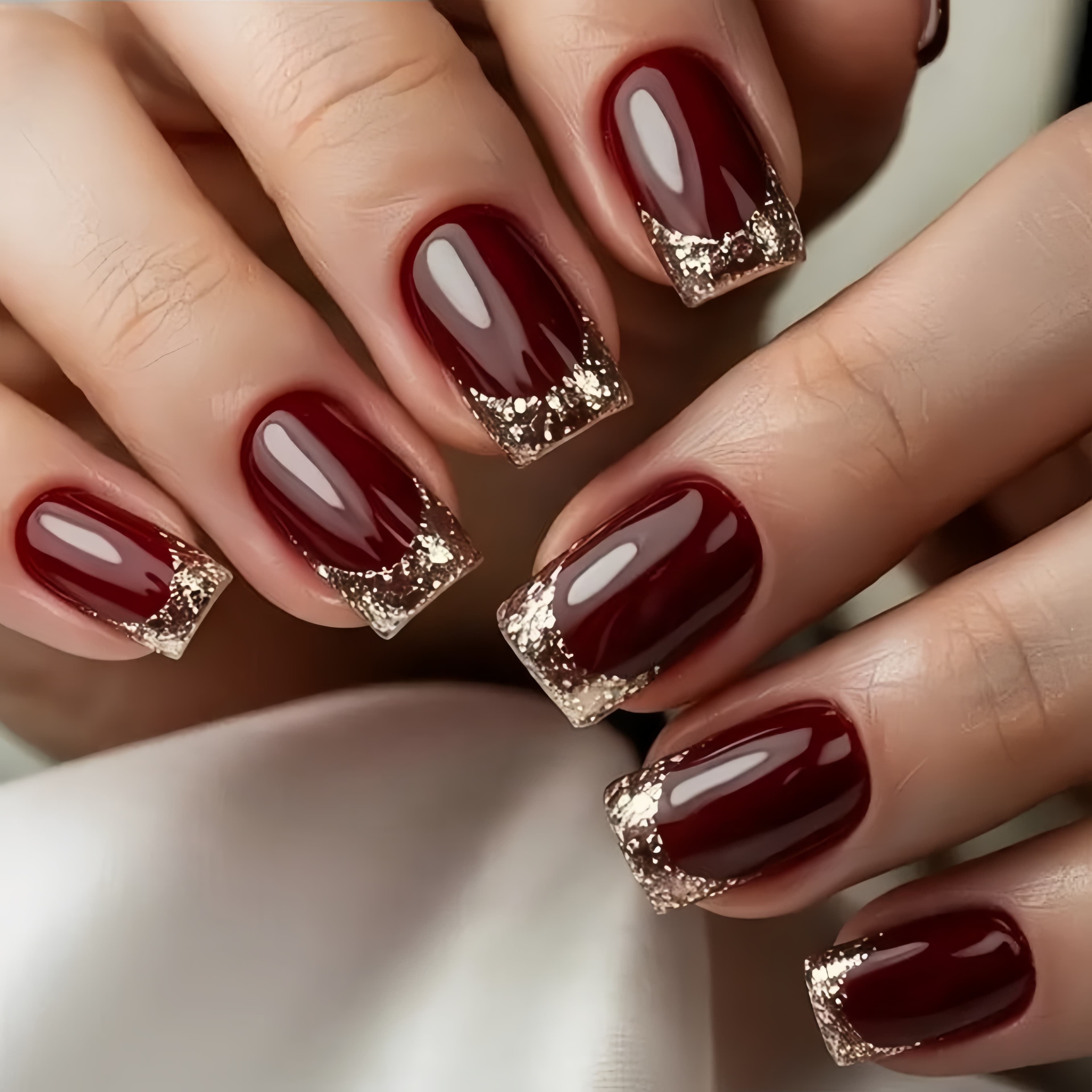 TEMU 24pcs Golden Stripe Ombre -on Nails, Detachable Fake Nails For Women, Square Nails, Simple And Stylish Artificial Nails