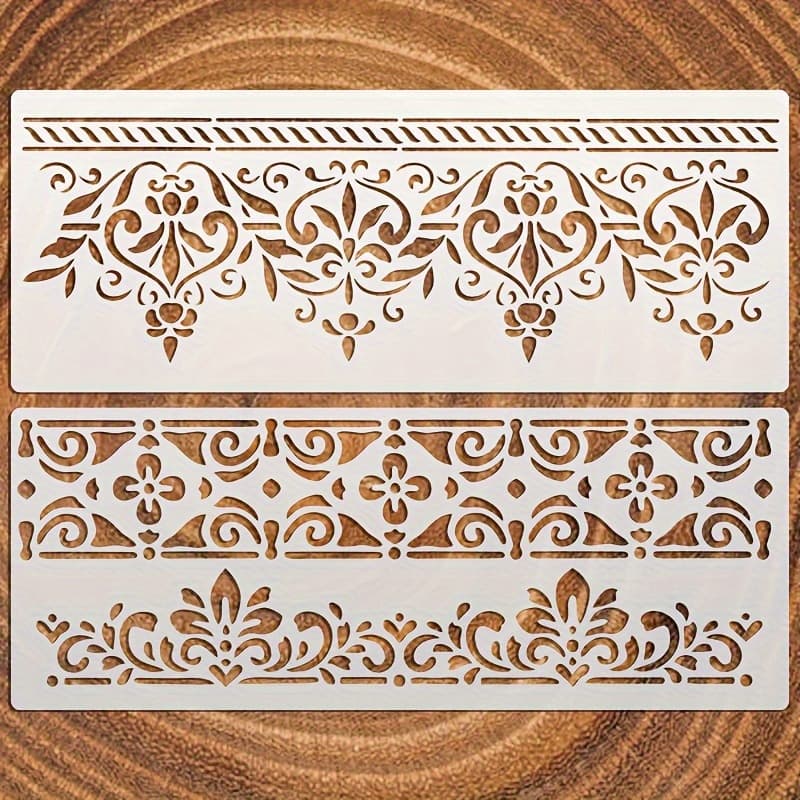 TEMU 2pcs Large Frame Template - 14inch×6inch For Diy Crafts, Wall Art, Furniture & Canvas Projects - Durable Milky White Pet Stencil Suitable For Transfers, Collage, Carving, And Engraving